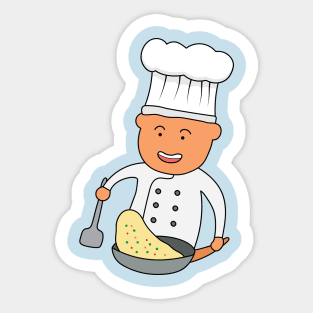 chef cooking and flipping fried rice Sticker